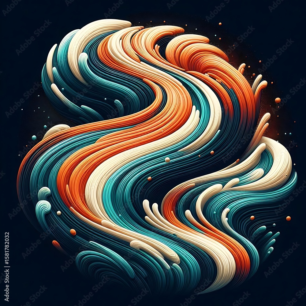Poster dynamic flowing streaks with vibrant hues create an abstract wave pattern, ideal for modern design e