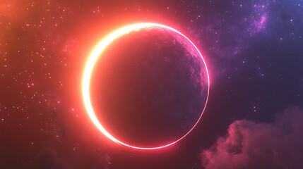 Cosmic eclipse in vibrant hues