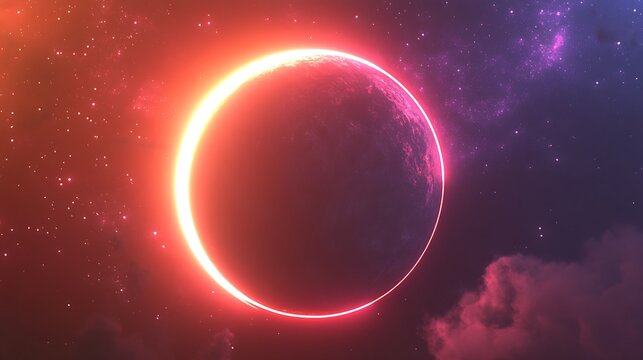 Cosmic eclipse in vibrant hues