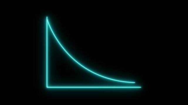 Glowing neon business graph arrow down animation. Rising neon colored line graph showing upward trend in stock market. business chart growth concept black background.