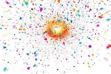 glitter explosion vector with colorful confetti and sparkles, radiating from center on white background 
