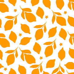 Hand drawn summer pattern with lemon