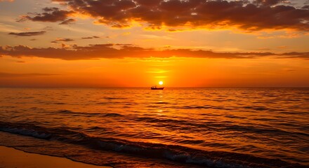 Obraz premium Sunset Glow Over Sea