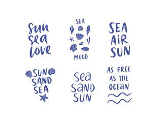 Hand drawn sea vector illustration set