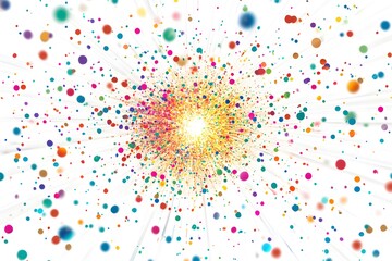 glitter explosion vector with colorful confetti and sparkles, radiating from center on white background 
