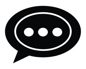 Fototapeta premium Communication Icon Simple Black Speech Bubble with Three Dots Ai Generated