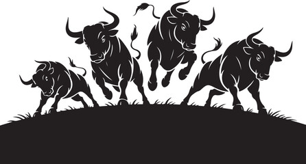 Charging Bulls on Hilltop