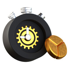 Time Management 3D Icon Black and Gold Style
