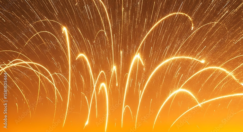 Poster golden streaks of light create an abstract and glowing display, ideal for backgrounds and creative p