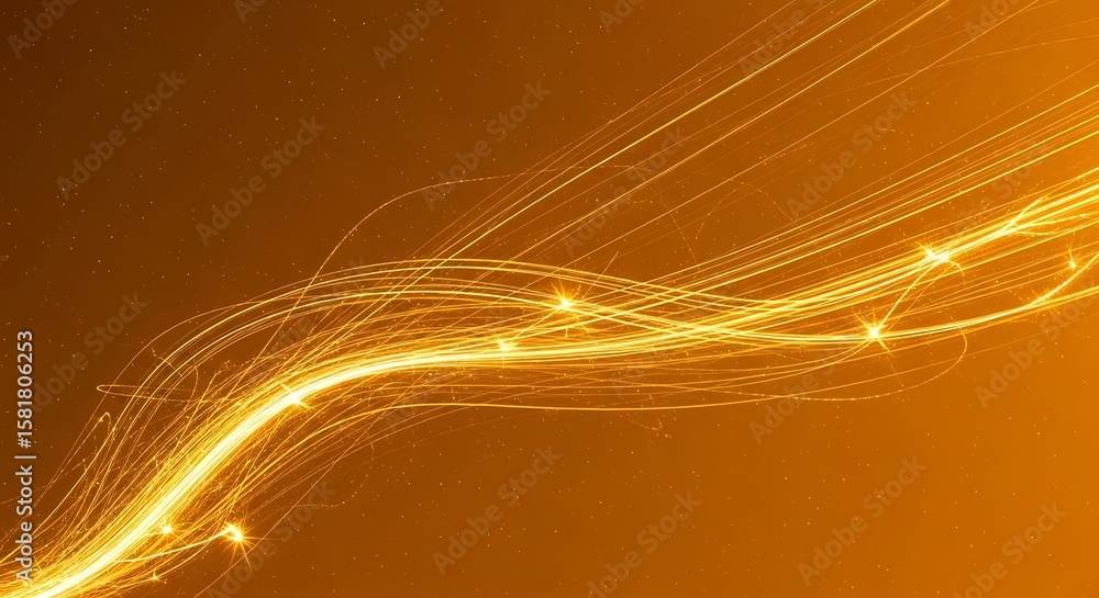 Poster golden light streaks across a textured backdrop, creating an elegant and futuristic abstract pattern