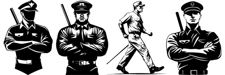 Naklejka premium Law Enforcement Clipart – Police Patrol Line Art Graphic