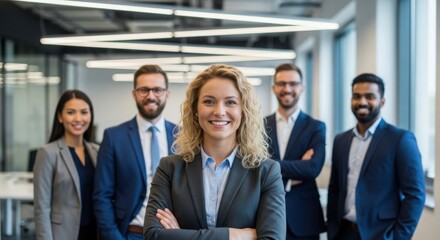 3d illustration of a diverse group of business people are smiling in the office