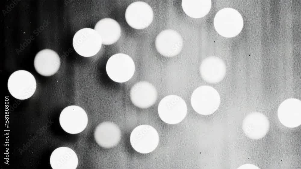 Poster an abstract, grainy black and white texture with soft bokeh lights and vertical streaks, creating a 