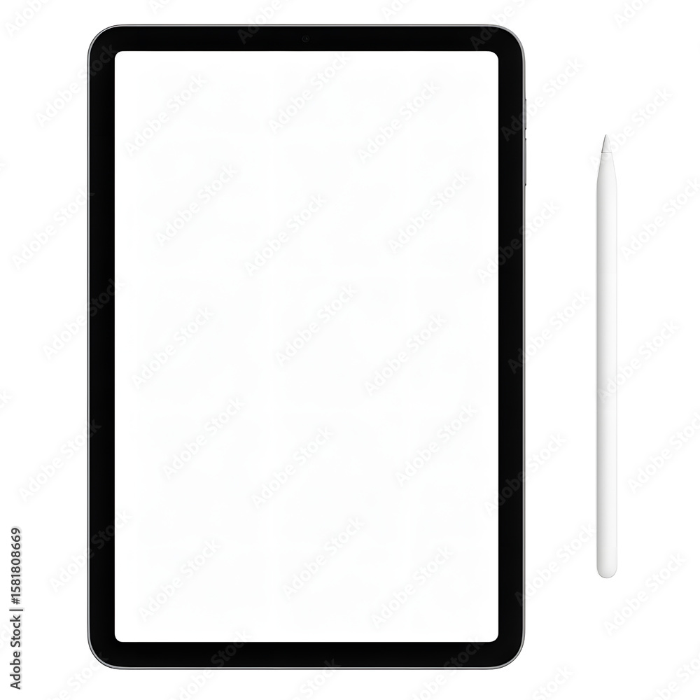Poster modern digital tablet with stylus pen on a transparent background isolated on transparent background