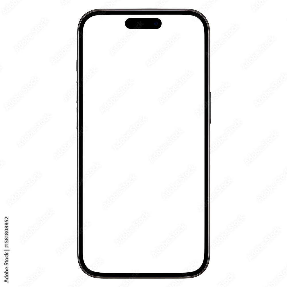 Poster modern smartphone outline with dynamic island and camera cutout isolated on transparent background