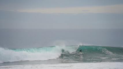 surfer caught a wave in the ocean 