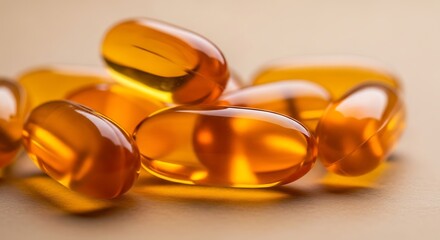 Golden Omega-3 Fish Oil Capsules Health and Dietary Supplement for Balanced Nutrition, Boosting Immunity and Maintaining Vitality