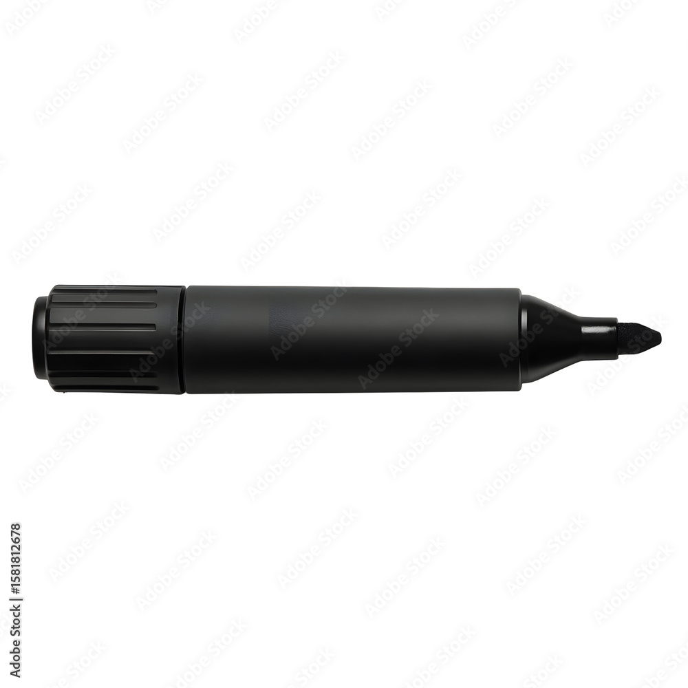 Poster a single black permanent marker with a chisel tip isolated on transparent background