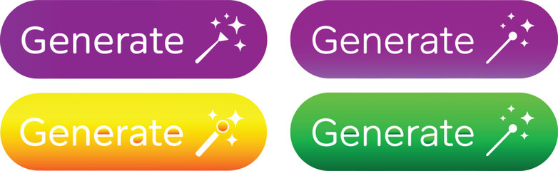 AI Generate Button Icon – Magic Wand and Star Symbol for App & Web UI

