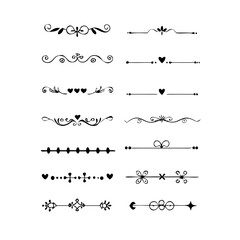 Set of Vintage decorative lines. text dividers. Line border. Lines separators, Borders, Vintage dividers, Underline elements. Divider set vector. Vector illustration.Line dividers.	