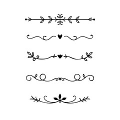 Obraz premium Set of Vintage decorative lines. text dividers. Line border. Lines separators, Borders, Vintage dividers, Underline elements. Divider set vector. Vector illustration.Line dividers. 
