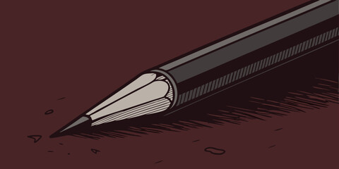  An isolated pencil in red background vector illustration.