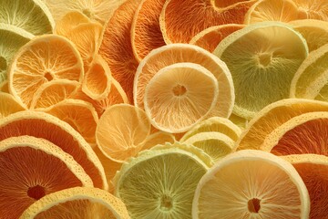 Close-up of vibrant, colorful, and delicious dried citrus fruits, a visual feast for the senses