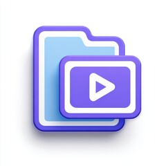 3D Render of Purple and Light Blue Video Folder Icon