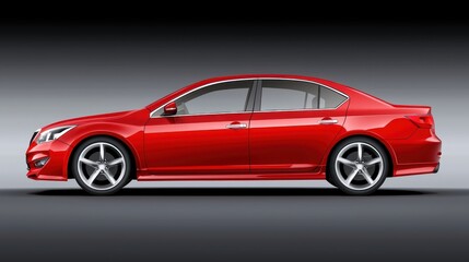 Naklejka premium Sleek red car, a symbol of speed, style, and automotive excellence on the open road