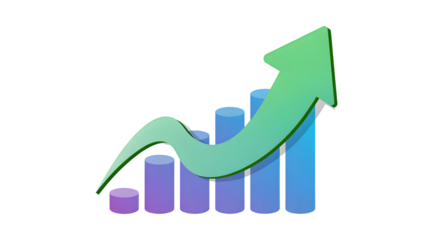 Abstract 3D Bar Graph Showing Exponential Growth and Success