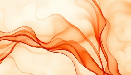 Fototapeta premium Abstract Orange Smoke and Flowing Lines Background with a Beige Color