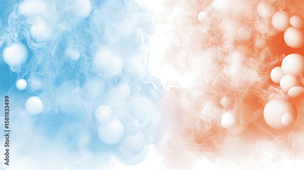 Poster dynamic interplay of red and blue smoke creating an abstract ethereal background
