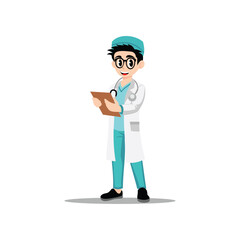 illustration of male Doctor check his note