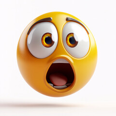 Fototapeta premium 3D surprised emoji character with wide eyes and open mouth showing shock on white background 
