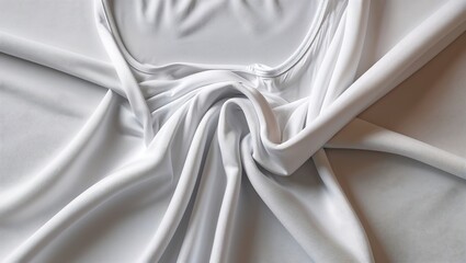 Elegant Off-White Silk Fabric in a Spiral Composition, Highlighting Texture, Depth, and Serene Movement