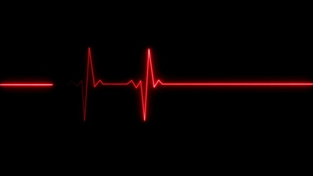 Red neon lifeline symbolizing heartbeat and medical concepts on a dark background.