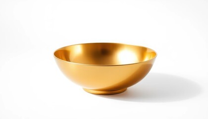 A golden bowl displayed on a white background for decorative or culinary purposes
