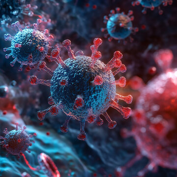 Illustration Figh Immune Cells Microscopic 3D-Rendered