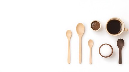 Coffee, Sugar, and Spoons Flat Lay