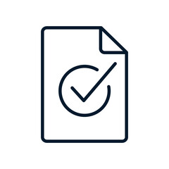 File, check mark. Vector linear icon isolated on white background.