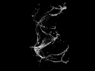 water splash isolated on black