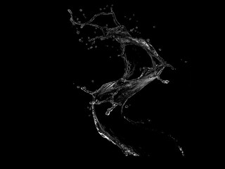 water splash isolated on black