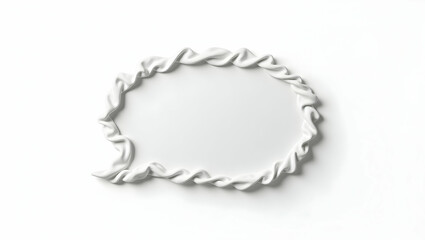Obraz premium Symbol A speech bubble crafted from white fabric, styled in a draped format, displayed in draped position view on a white background (3)