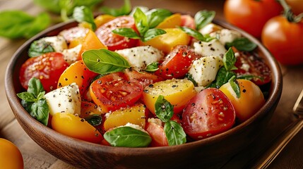 Fresh and Healthy Fruit Salad with Tomatoes and Mozzarella