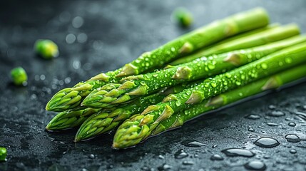 Fresh Asparagus Spears with Water Drops, Fresh Green Vegetables