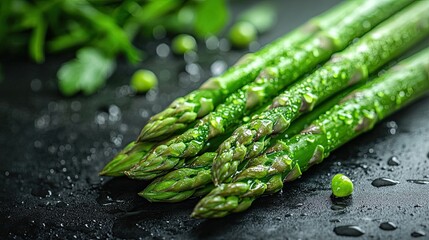 Fresh Asparagus Spears with Water Drops, Fresh Green Vegetables