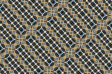 Intricate geometric pattern, stylish square design, beige and blue, modern home decor, elegant textiles, vintage wallpaper"
