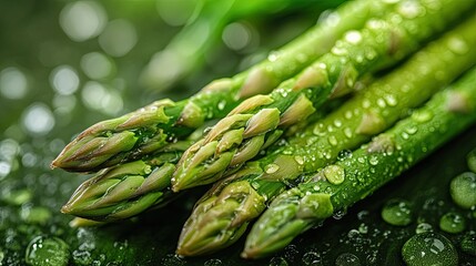 Fresh Asparagus Spears with Water Drops, Fresh Green Vegetables