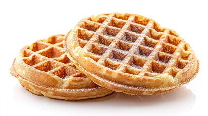 Fresh Belgian Waffles on White Background, Sweet Treat