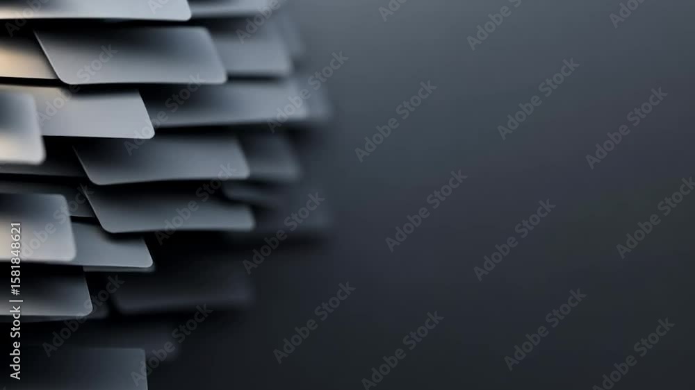 Poster abstract image of layered, textured rectangles in shades of gray and beige against a dark background